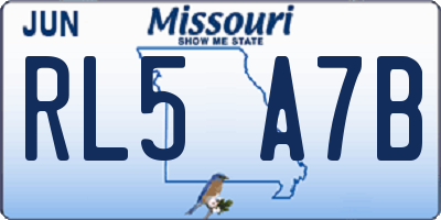 MO license plate RL5A7B