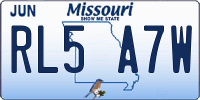 MO license plate RL5A7W