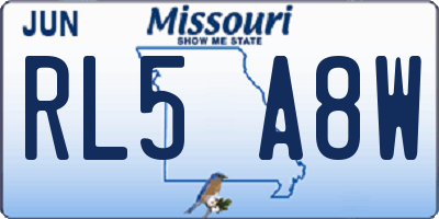 MO license plate RL5A8W