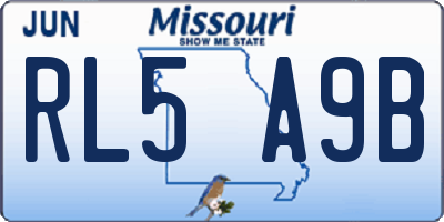 MO license plate RL5A9B