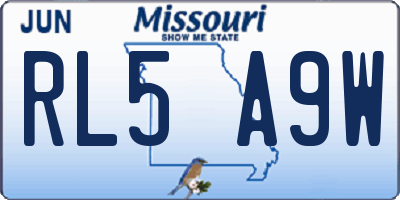 MO license plate RL5A9W