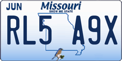 MO license plate RL5A9X