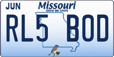 MO license plate RL5B0D