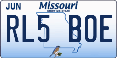 MO license plate RL5B0E