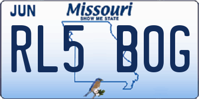MO license plate RL5B0G