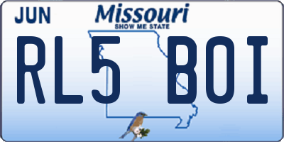 MO license plate RL5B0I