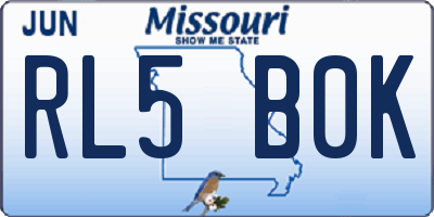 MO license plate RL5B0K