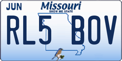 MO license plate RL5B0V