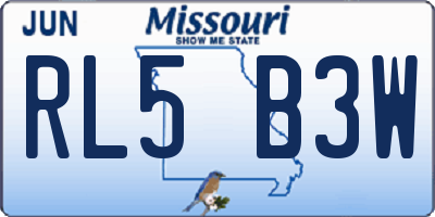 MO license plate RL5B3W