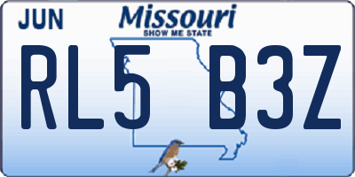 MO license plate RL5B3Z
