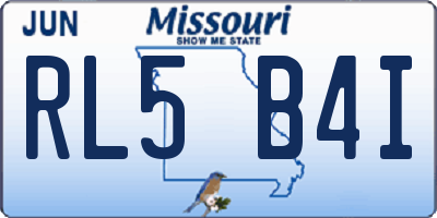 MO license plate RL5B4I