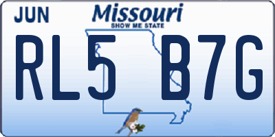 MO license plate RL5B7G