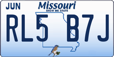 MO license plate RL5B7J