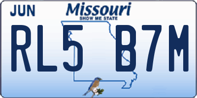 MO license plate RL5B7M