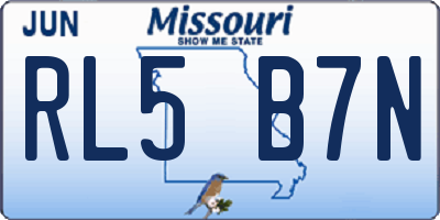 MO license plate RL5B7N