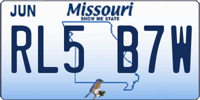 MO license plate RL5B7W