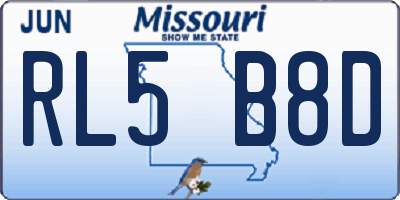 MO license plate RL5B8D