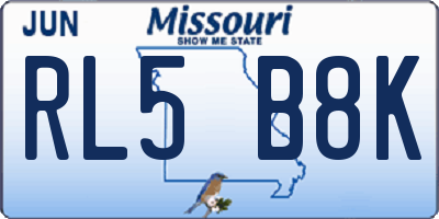 MO license plate RL5B8K