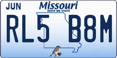 MO license plate RL5B8M