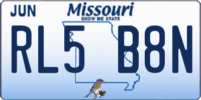 MO license plate RL5B8N