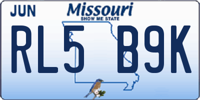 MO license plate RL5B9K