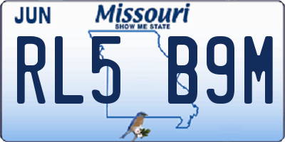 MO license plate RL5B9M