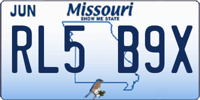 MO license plate RL5B9X