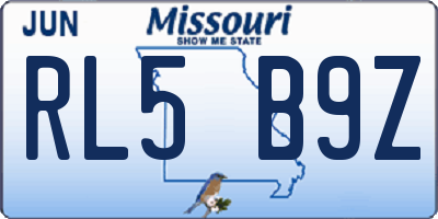 MO license plate RL5B9Z