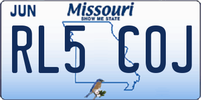 MO license plate RL5C0J