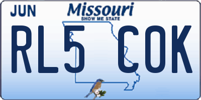 MO license plate RL5C0K