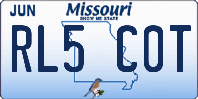 MO license plate RL5C0T