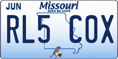 MO license plate RL5C0X