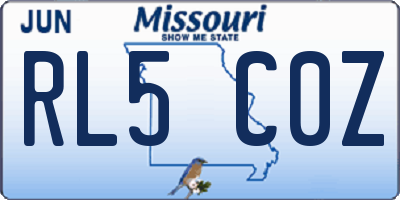 MO license plate RL5C0Z