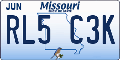 MO license plate RL5C3K