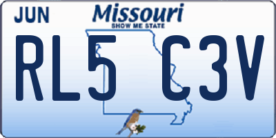 MO license plate RL5C3V