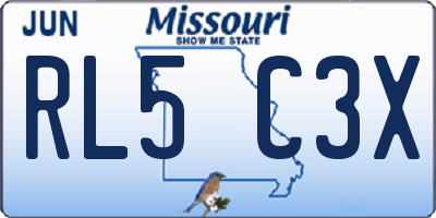 MO license plate RL5C3X