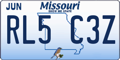 MO license plate RL5C3Z