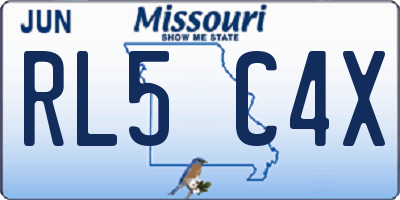 MO license plate RL5C4X