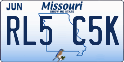 MO license plate RL5C5K