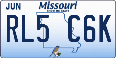 MO license plate RL5C6K