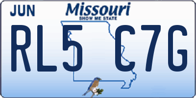 MO license plate RL5C7G