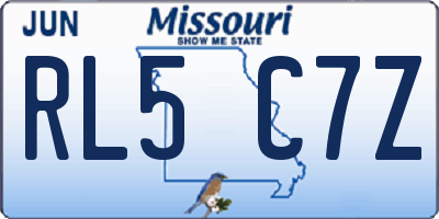 MO license plate RL5C7Z