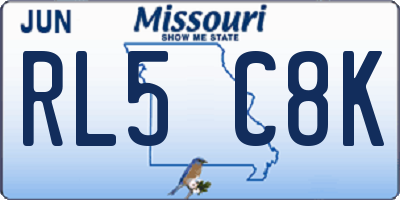 MO license plate RL5C8K