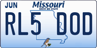 MO license plate RL5D0D