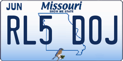 MO license plate RL5D0J