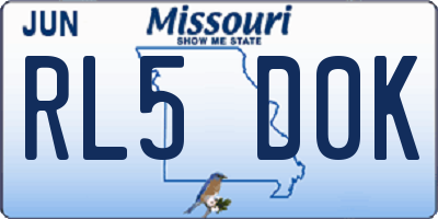 MO license plate RL5D0K