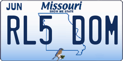MO license plate RL5D0M