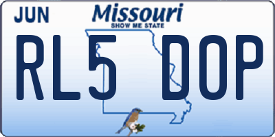 MO license plate RL5D0P