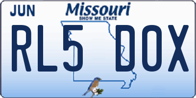 MO license plate RL5D0X