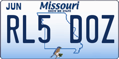 MO license plate RL5D0Z